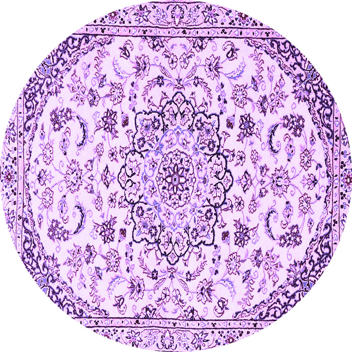 Round Medallion Purple Traditional Rug, tr1466pur