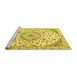 Sideview of Machine Washable Medallion Yellow Traditional Rug, wshtr1466yw