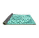 Sideview of Medallion Turquoise Traditional Rug, tr1466turq