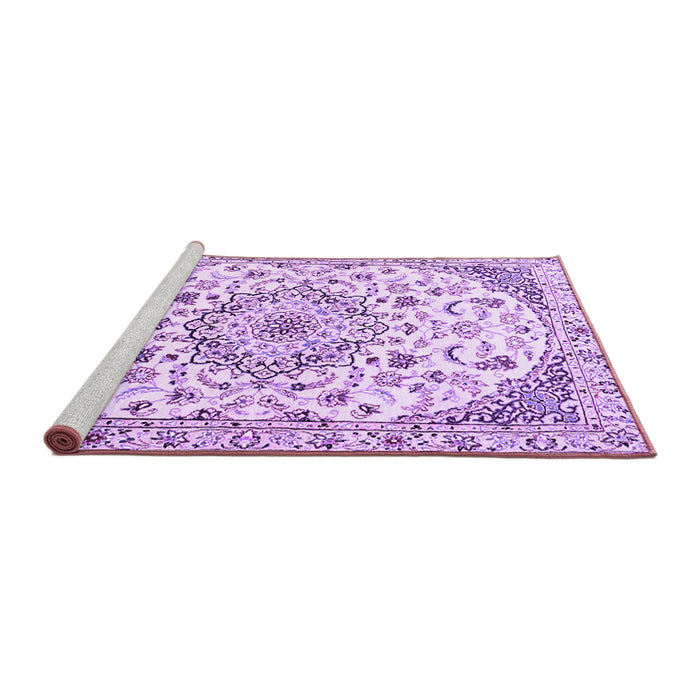 Sideview of Machine Washable Medallion Purple Traditional Area Rugs, wshtr1466pur