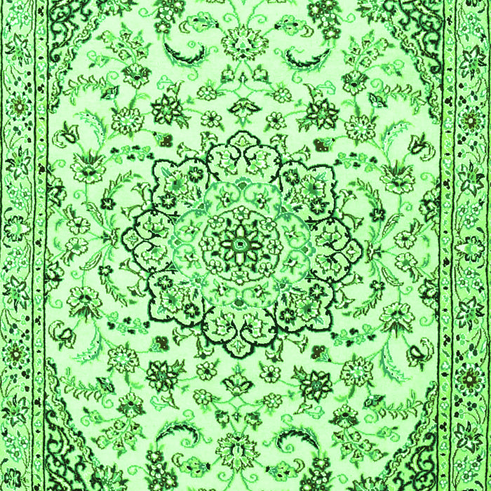 Serging Thickness of Machine Washable Medallion Green Traditional Area Rugs, wshtr1466grn