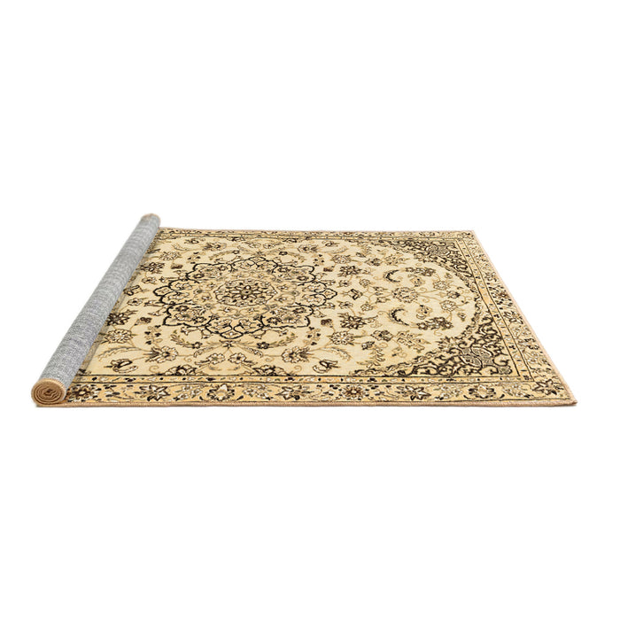 Sideview of Machine Washable Medallion Brown Traditional Rug, wshtr1466brn