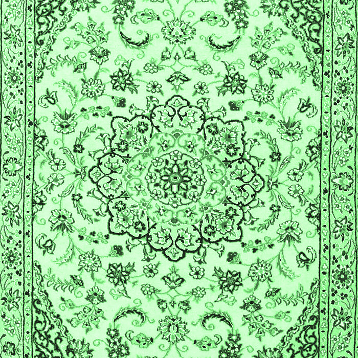 Machine Washable Medallion Emerald Green Traditional Area Rugs, wshtr1466emgrn