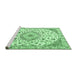 Sideview of Machine Washable Medallion Emerald Green Traditional Area Rugs, wshtr1466emgrn