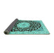 Sideview of Medallion Turquoise Traditional Rug, tr1467turq