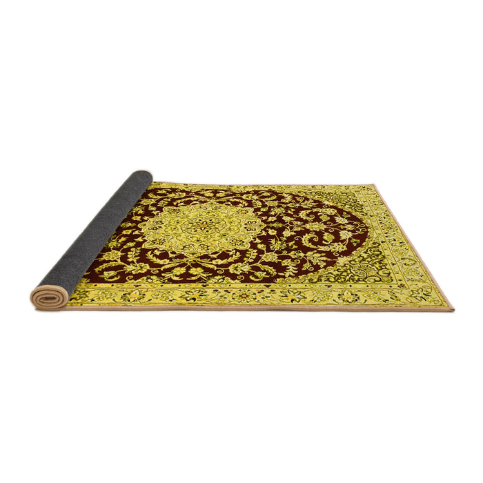 Sideview of Medallion Yellow Traditional Rug, tr1467yw