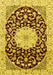 Machine Washable Medallion Yellow Traditional Rug, wshtr1467yw