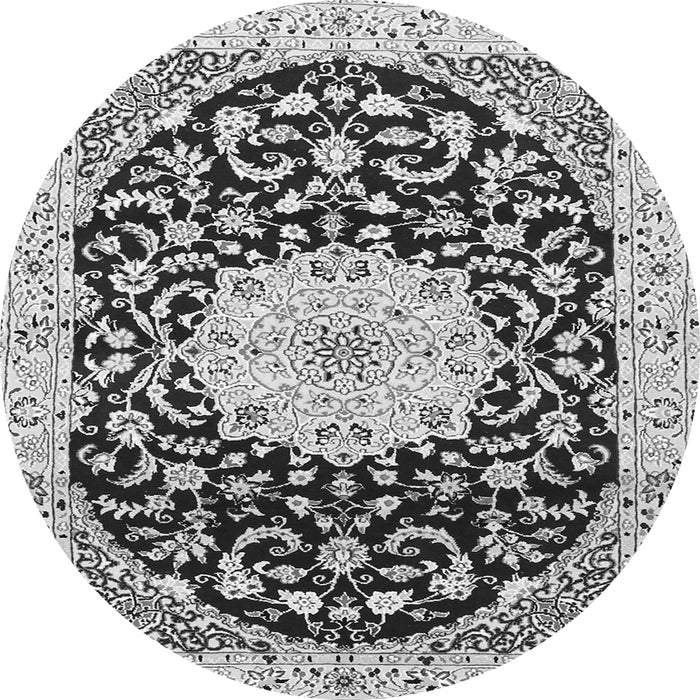 Machine Washable Medallion Gray Traditional Rug, wshtr1467gry