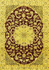 Medallion Yellow Traditional Rug, tr1467yw