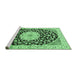 Sideview of Machine Washable Medallion Emerald Green Traditional Area Rugs, wshtr1467emgrn