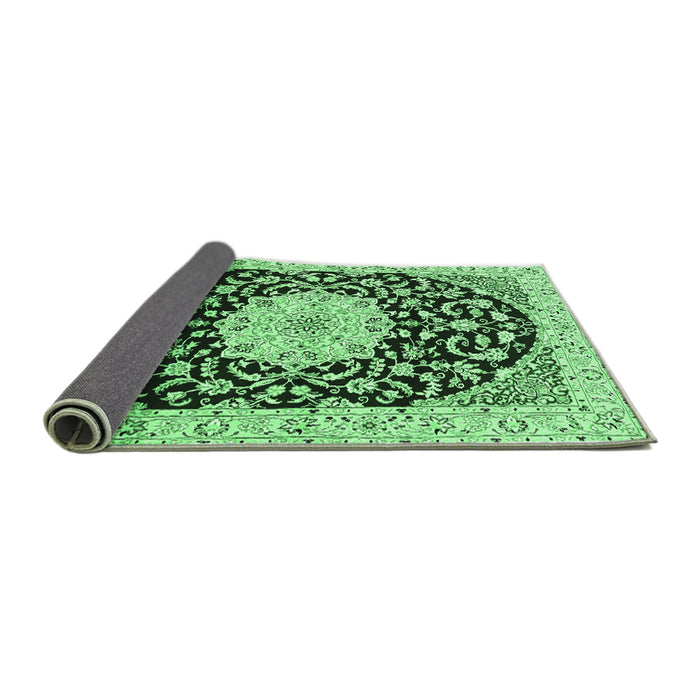 Sideview of Medallion Emerald Green Traditional Rug, tr1467emgrn