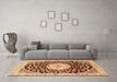 Machine Washable Medallion Orange Traditional Area Rugs in a Living Room, wshtr1467org