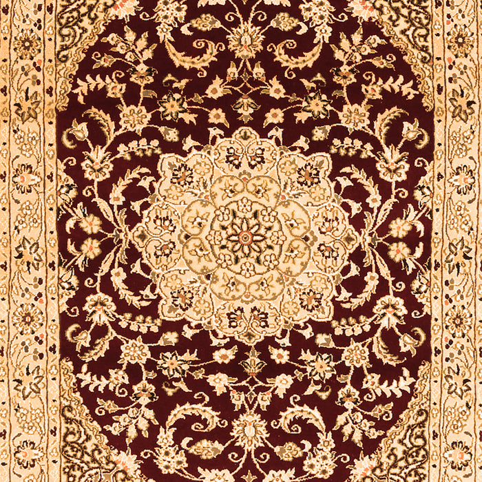 Serging Thickness of Machine Washable Medallion Orange Traditional Area Rugs, wshtr1467org