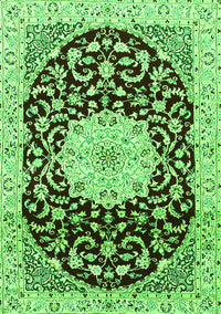 Medallion Green Traditional Rug, tr1467grn