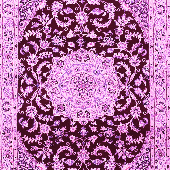 Machine Washable Medallion Pink Traditional Rug, wshtr1467pnk
