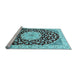 Sideview of Machine Washable Medallion Light Blue Traditional Rug, wshtr1467lblu