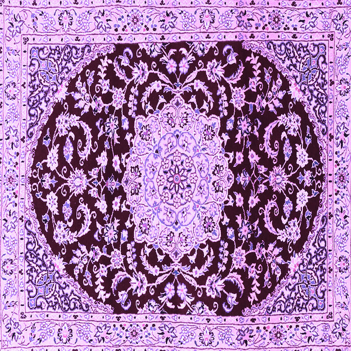 Square Machine Washable Medallion Purple Traditional Area Rugs, wshtr1467pur