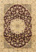 Machine Washable Medallion Brown Traditional Rug, wshtr1467brn