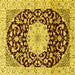 Square Medallion Yellow Traditional Rug, tr1467yw