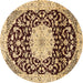 Round Medallion Brown Traditional Rug, tr1467brn