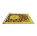 Sideview of Machine Washable Medallion Yellow Traditional Rug, wshtr1467yw