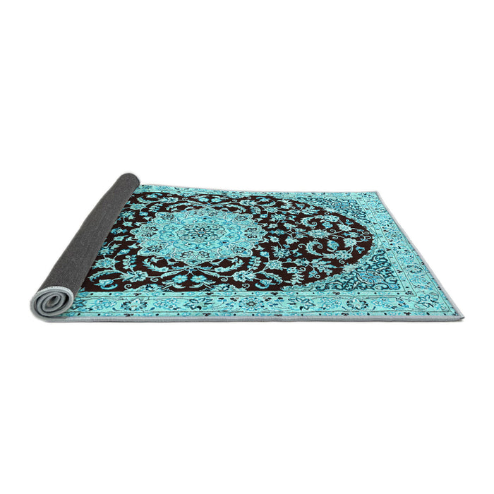 Sideview of Medallion Light Blue Traditional Rug, tr1467lblu