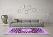 Machine Washable Medallion Purple Traditional Area Rugs in a Living Room, wshtr1467pur