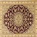 Square Medallion Brown Traditional Rug, tr1468brn