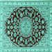 Square Medallion Turquoise Traditional Rug, tr1468turq