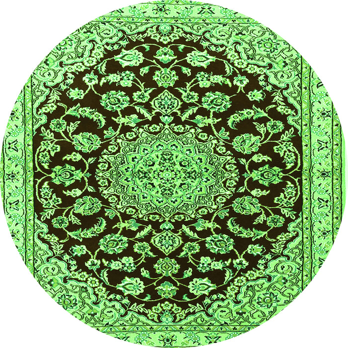 Machine Washable Medallion Green Traditional Area Rugs, wshtr1468grn