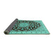 Sideview of Medallion Turquoise Traditional Rug, tr1468turq