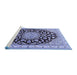 Sideview of Machine Washable Medallion Blue Traditional Rug, wshtr1468blu