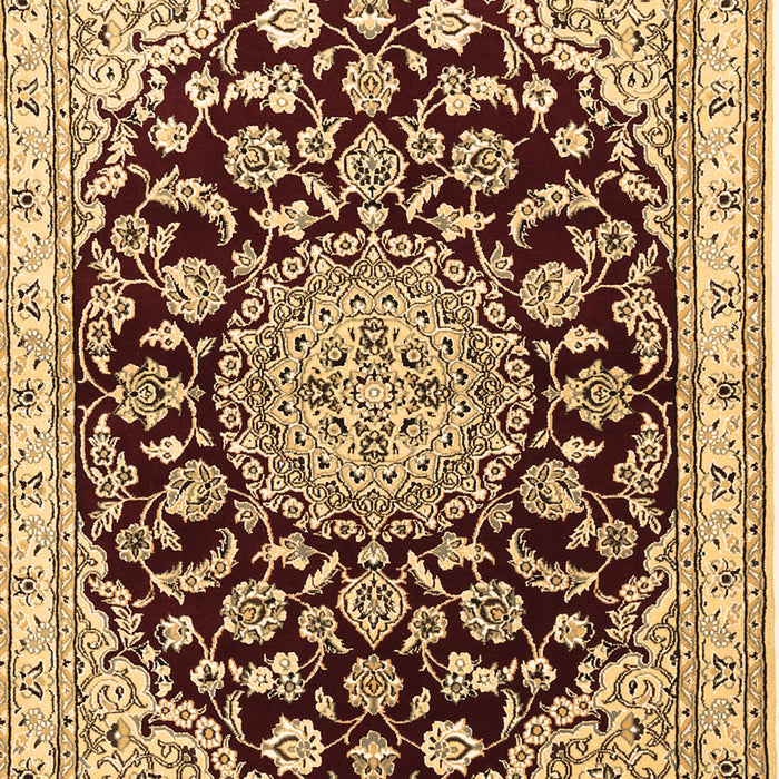 Machine Washable Medallion Brown Traditional Rug, wshtr1468brn