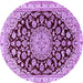 Round Medallion Purple Traditional Rug, tr1468pur