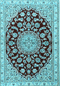 Medallion Light Blue Traditional Rug, tr1468lblu