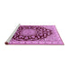 Sideview of Machine Washable Medallion Pink Traditional Rug, wshtr1468pnk