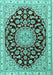 Machine Washable Medallion Turquoise Traditional Area Rugs, wshtr1468turq