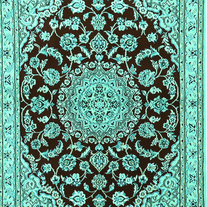 Machine Washable Medallion Turquoise Traditional Area Rugs, wshtr1468turq