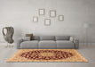 Machine Washable Medallion Orange Traditional Area Rugs in a Living Room, wshtr1468org