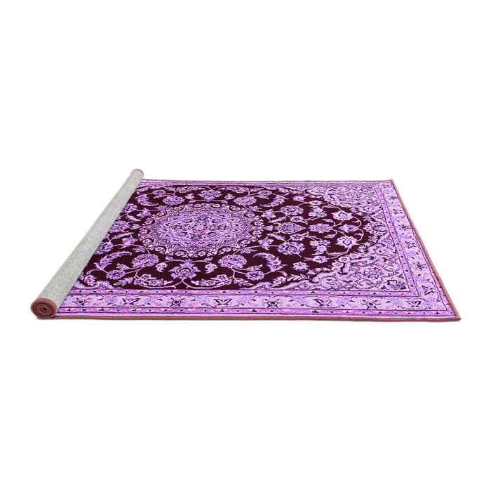 Sideview of Machine Washable Medallion Purple Traditional Area Rugs, wshtr1468pur