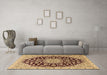 Machine Washable Medallion Brown Traditional Rug in a Living Room,, wshtr1468brn