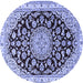 Round Medallion Blue Traditional Rug, tr1468blu