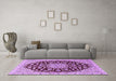 Machine Washable Medallion Purple Traditional Area Rugs in a Living Room, wshtr1468pur