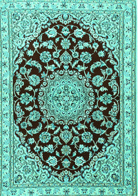 Medallion Turquoise Traditional Rug, tr1468turq