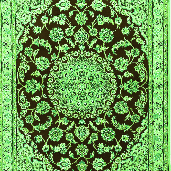 Serging Thickness of Machine Washable Medallion Green Traditional Area Rugs, wshtr1468grn