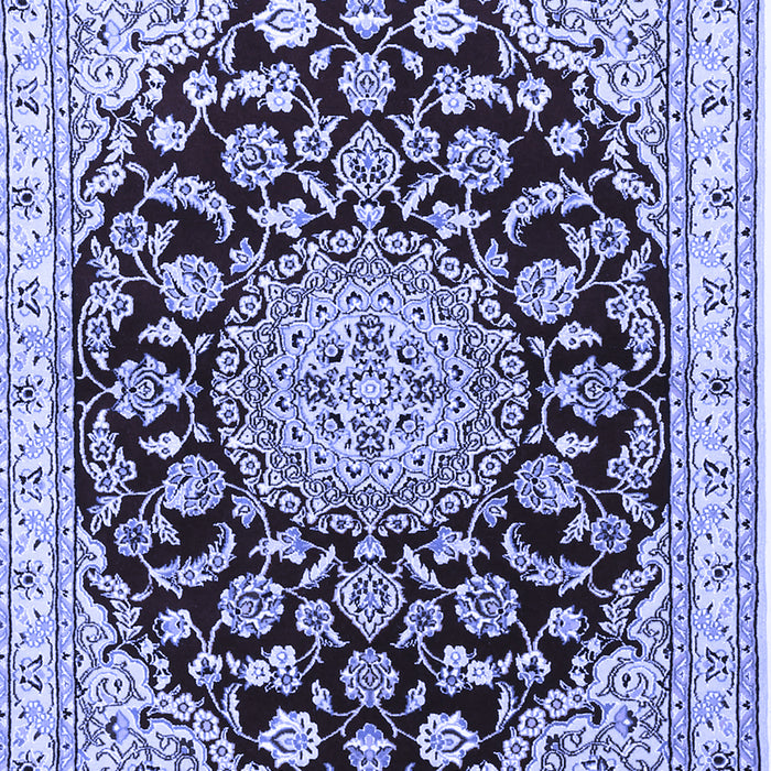 Machine Washable Medallion Blue Traditional Rug, wshtr1468blu