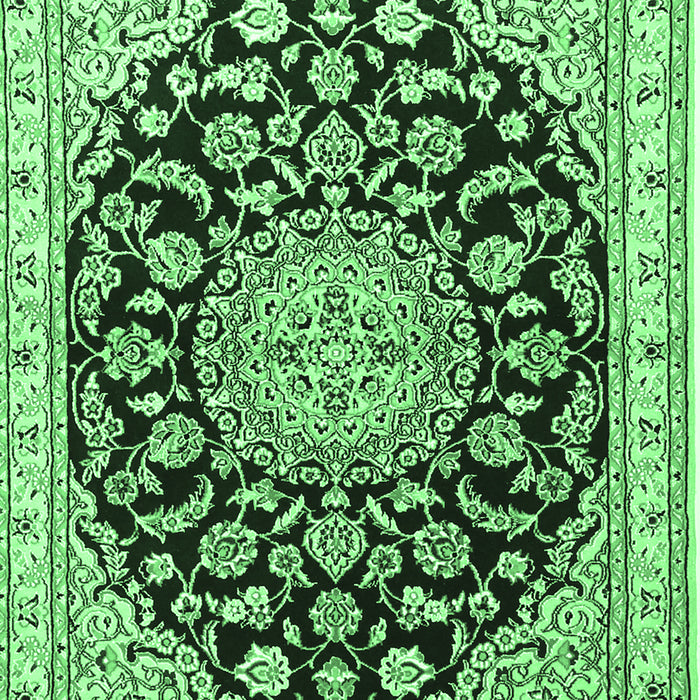Machine Washable Medallion Emerald Green Traditional Area Rugs, wshtr1468emgrn
