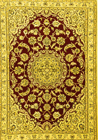 Medallion Yellow Traditional Rug, tr1468yw