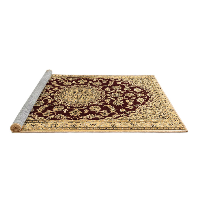 Sideview of Machine Washable Medallion Brown Traditional Rug, wshtr1468brn