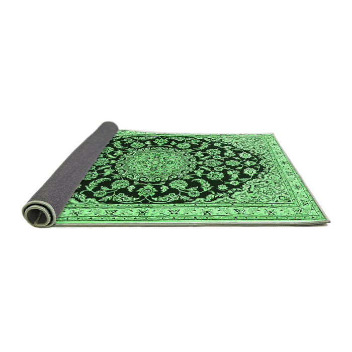 Sideview of Medallion Emerald Green Traditional Rug, tr1468emgrn